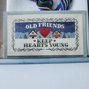 Counted Cross Stitch Kit Design Works 1086 Old Friends‎ Keep Hearts Young Frame